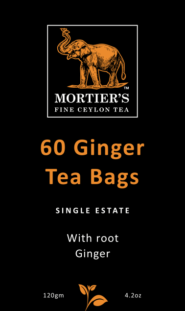 60 GINGER TEA BAGS, PURE CEYLON TEA WITH ROOT GINGER